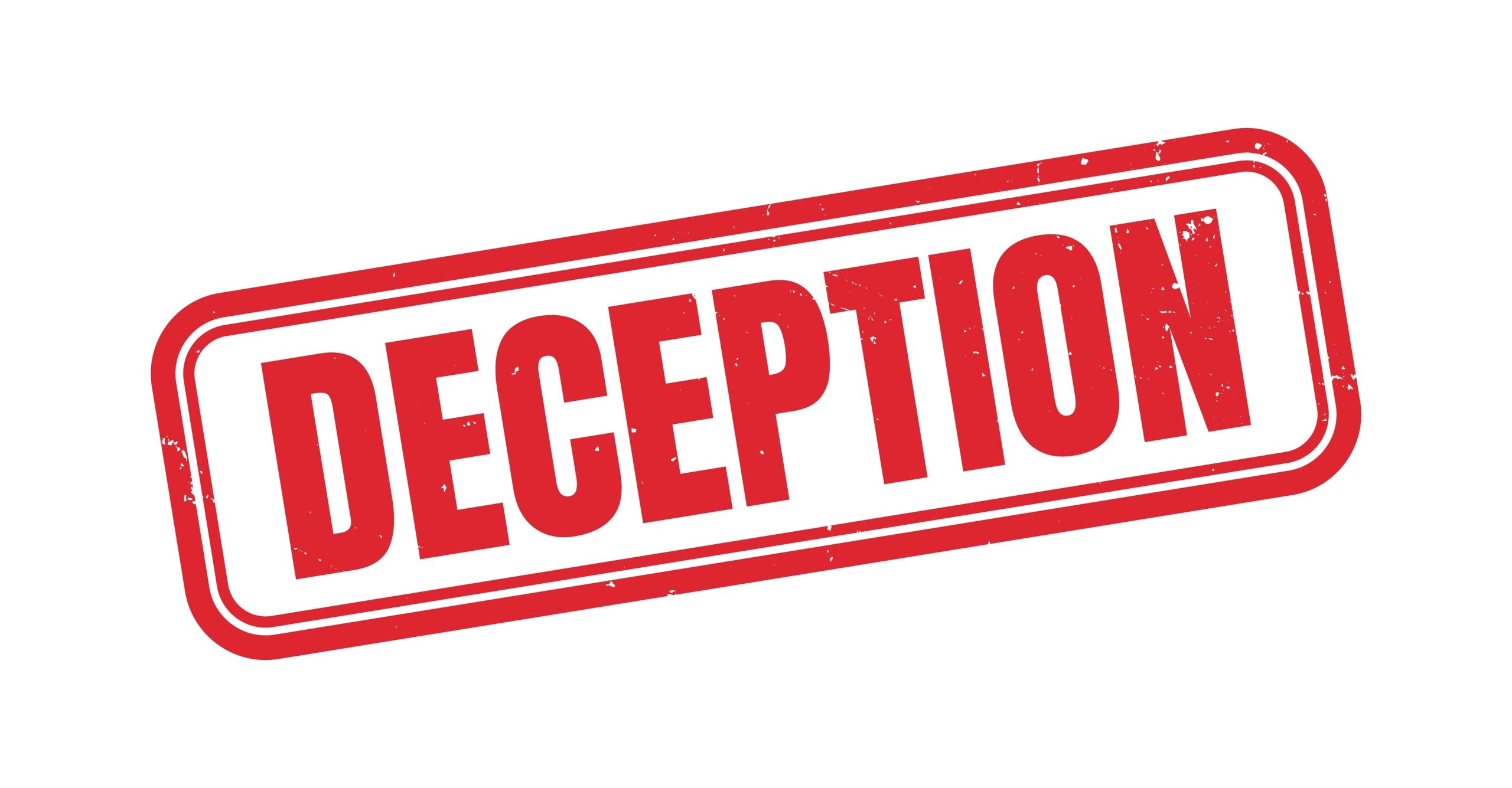 A 'Deception" sign, representing deception practices that sometimes take place in affiliate marketing