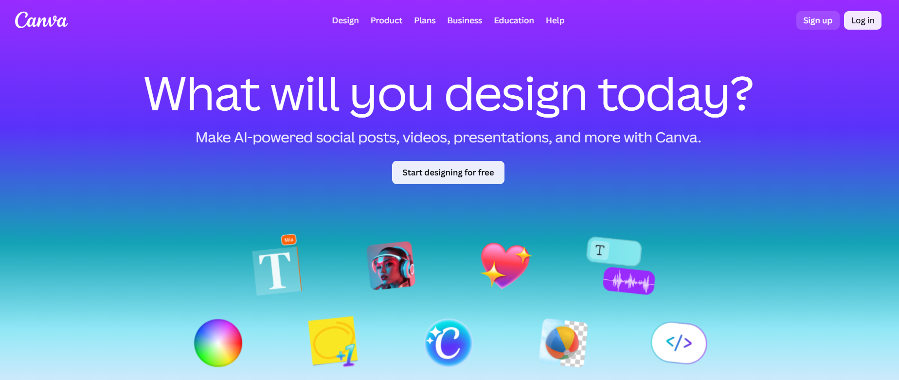 Canva homepage